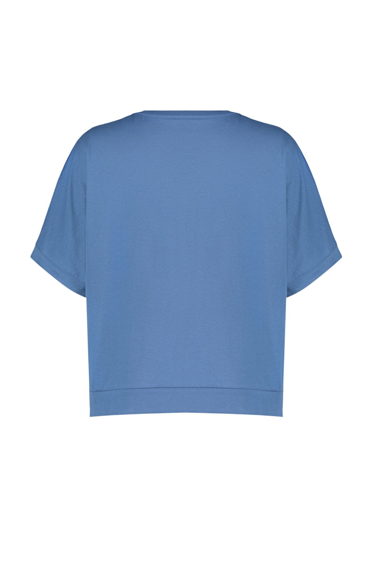 Kolekcia Trendyol-Indigo 100% bavlna Strih a rozparok Detailný Oversize/Pohodlný strih Pletené tričko TWOSS24TS00027 8
