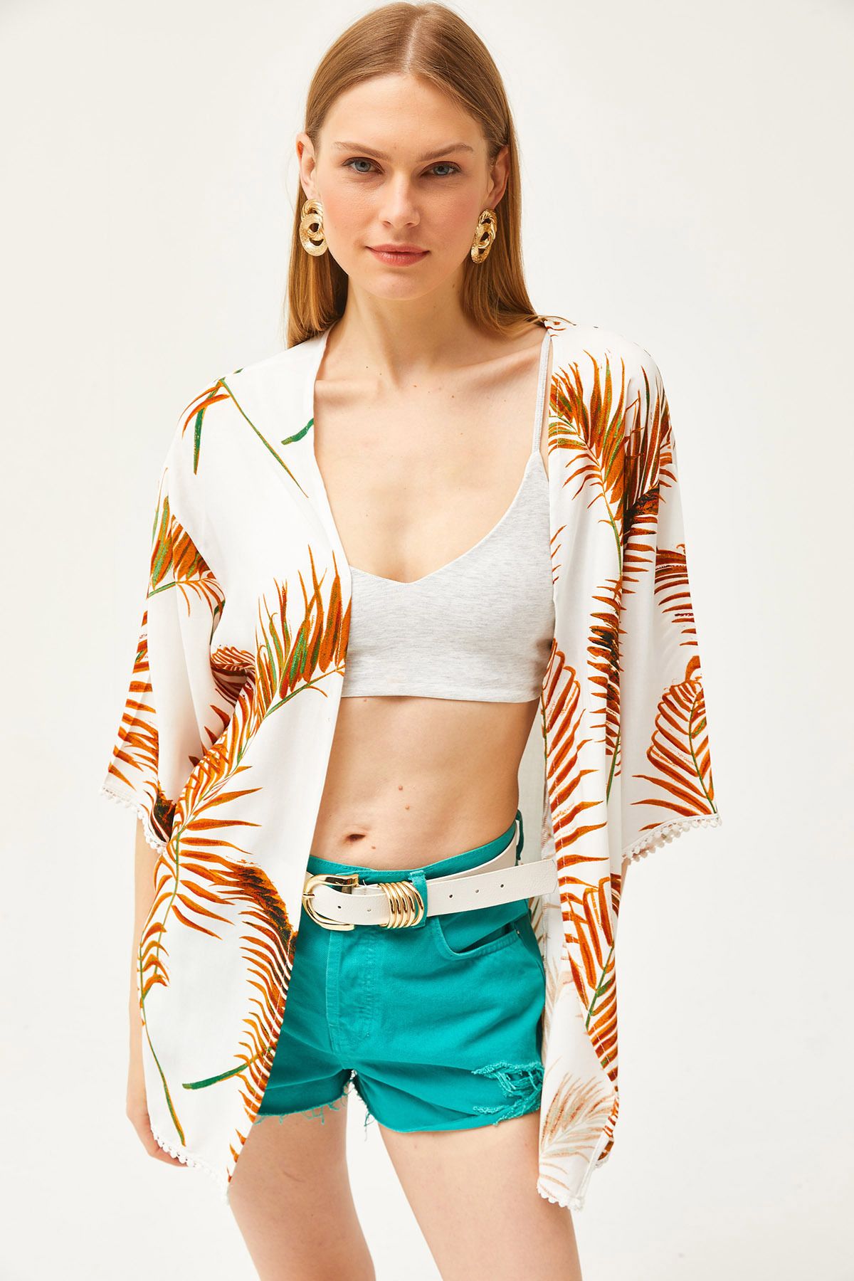 Kadın Taba Güpür Detaylı Viskon Kimono CKT-19000080