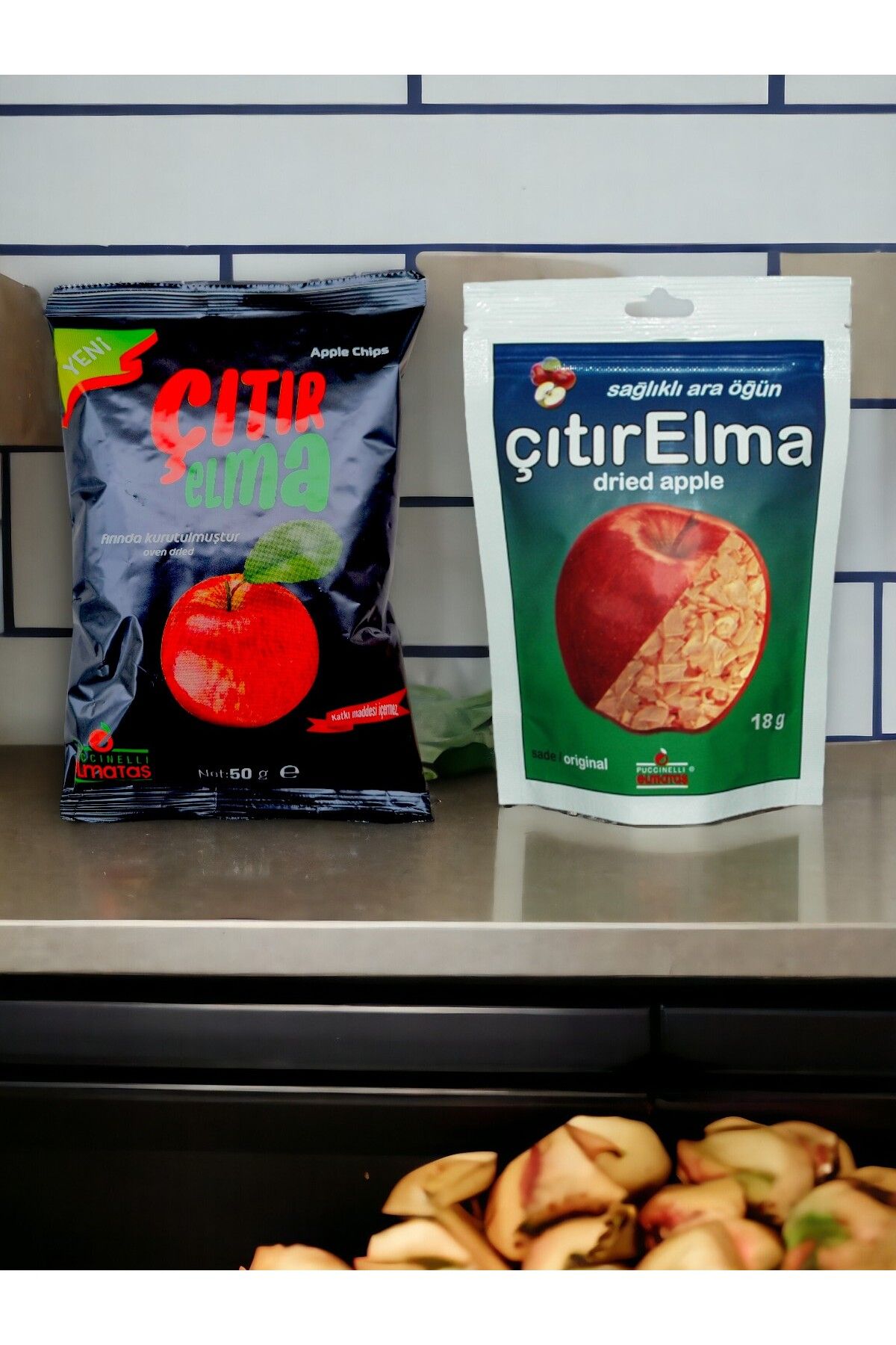 PUCCINELLI ELMATAŞ-50 g Crispy Apples Dried Without Additives & 18 g Slice Crispy Apples Dried 1