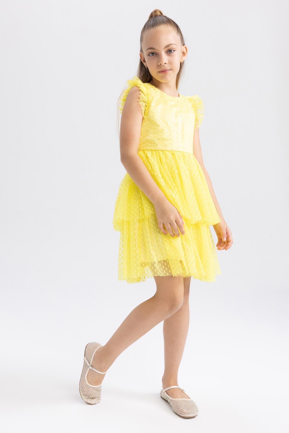 لباس مجلسی دخترانه زرد دفکتوDefacto | Y7207A622SM اورجینال - تصویر 2