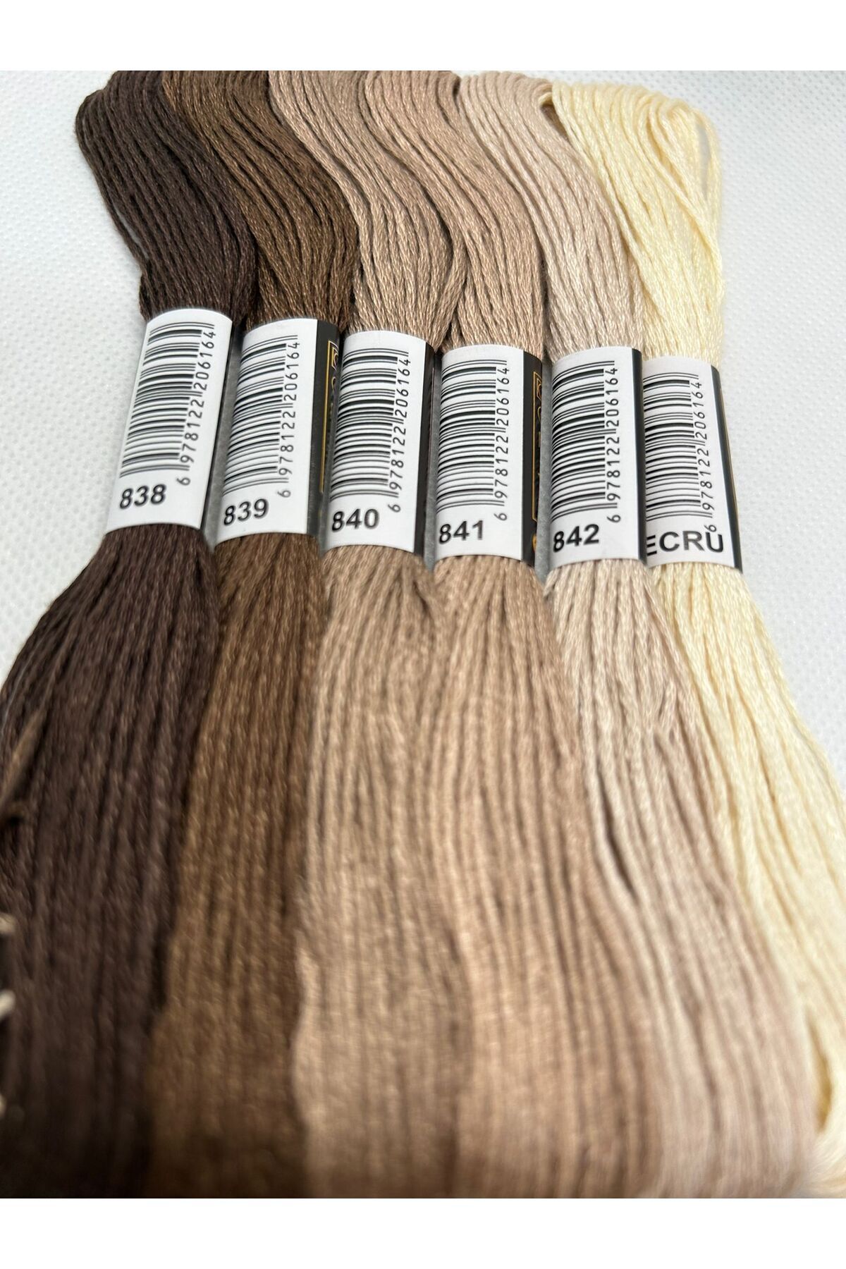 ALMİŞ-6 Pieces Muline Cross 8 Meters 6 Layers Different Colors Cross Stitch Embroidery Rococo Thread 838 Ecru 7