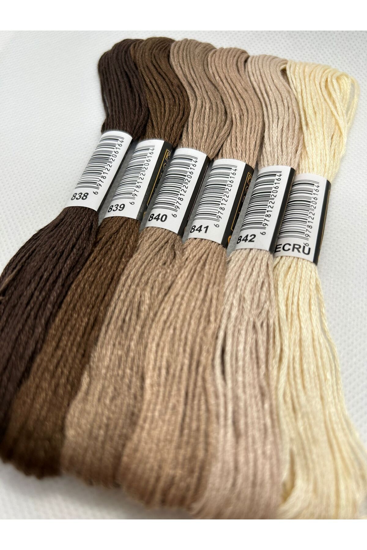 ALMİŞ-6 Pieces Muline Cross 8 Meters 6 Layers Different Colors Cross Stitch Embroidery Rococo Thread 838 Ecru 6