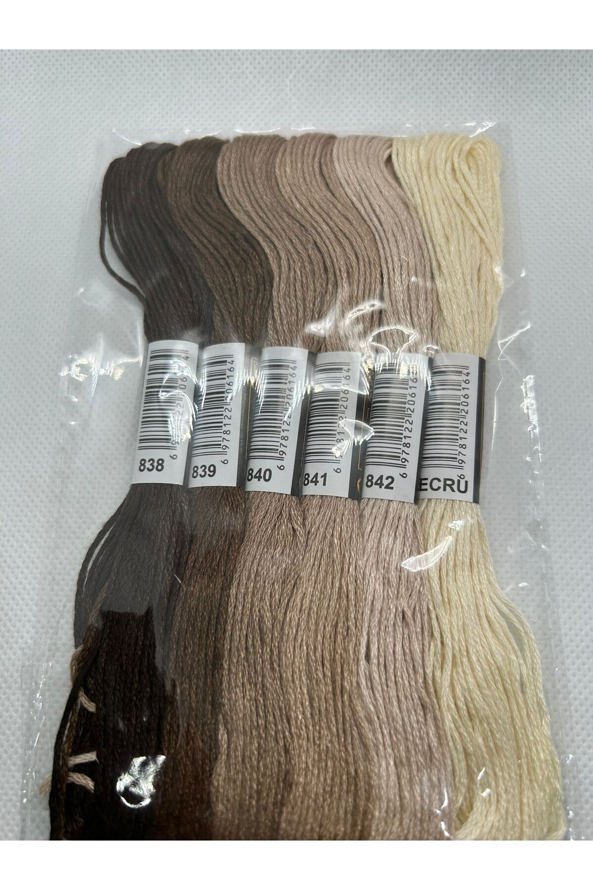 ALMİŞ-6 Pieces Muline Cross 8 Meters 6 Layers Different Colors Cross Stitch Embroidery Rococo Thread 838 Ecru 4