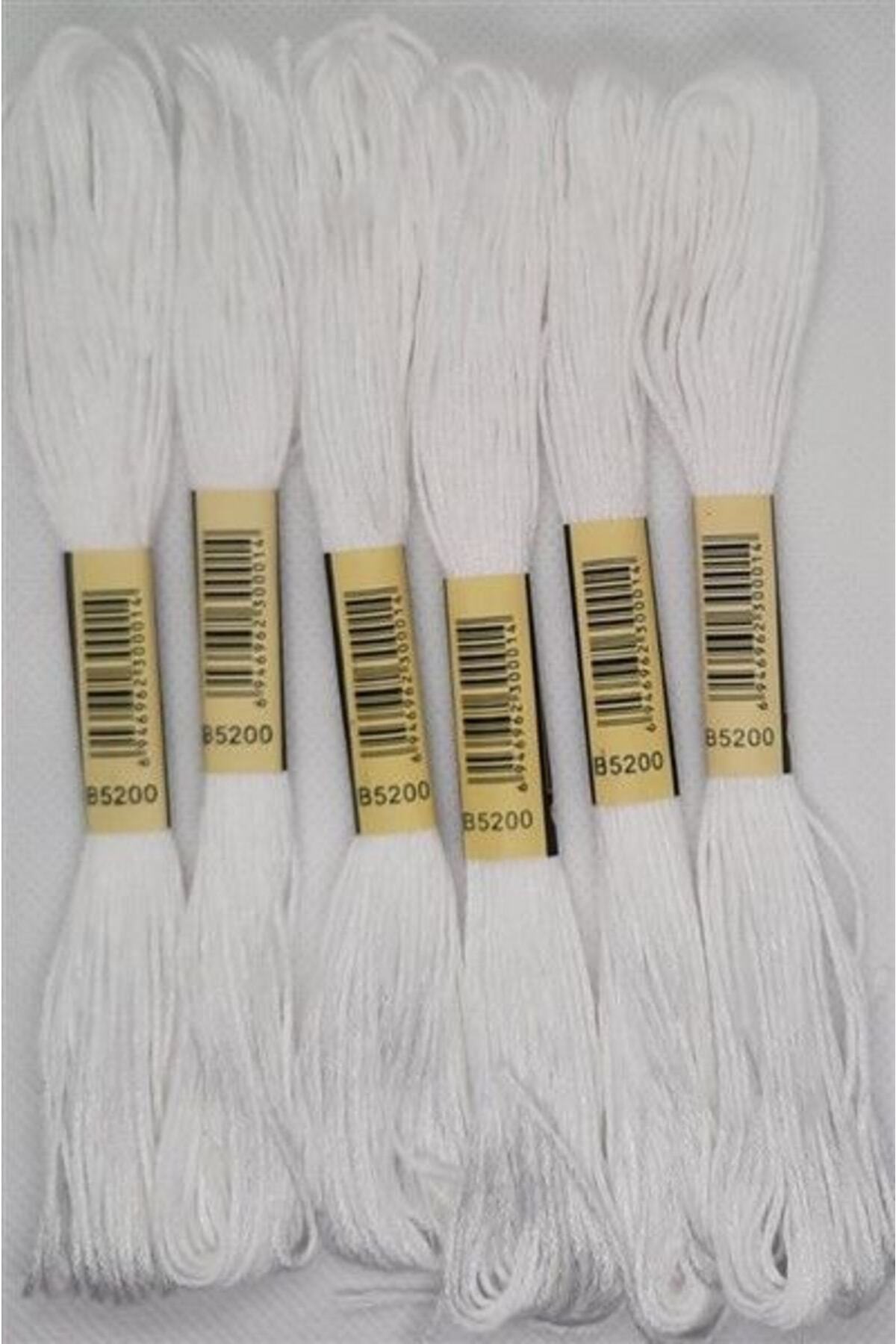 ALMİŞ 6 Adet Tek Renk Etamin Kanaviçe Bileklik Brezilya Nakış Ipi-beyaz