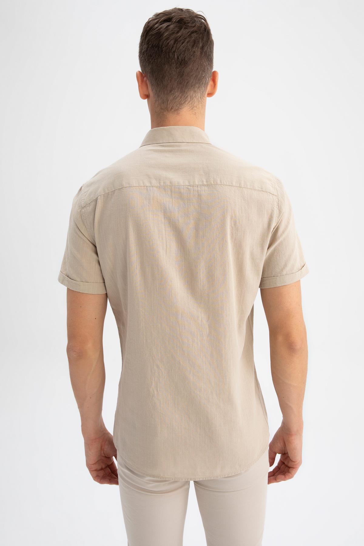 پیراهن مردانه بژ دفکتو | R1706AZ23SM اورجینال - تصویر 5