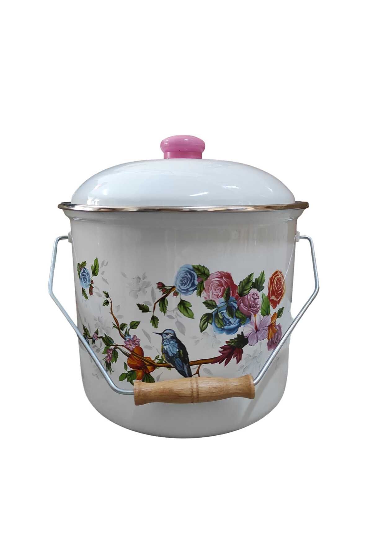 Kuş Desenli Bakraç Yoğurt Bakliyat 18 Cm