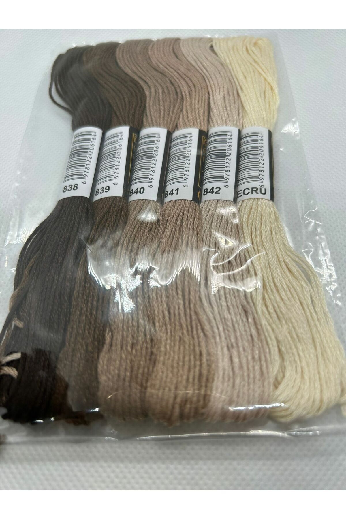 ALMİŞ-6 Pieces Cross Stitch 8 Meters 6 Layers Different Color Cross Stitch Embroidery Rococo Thread-838 ECRU 5