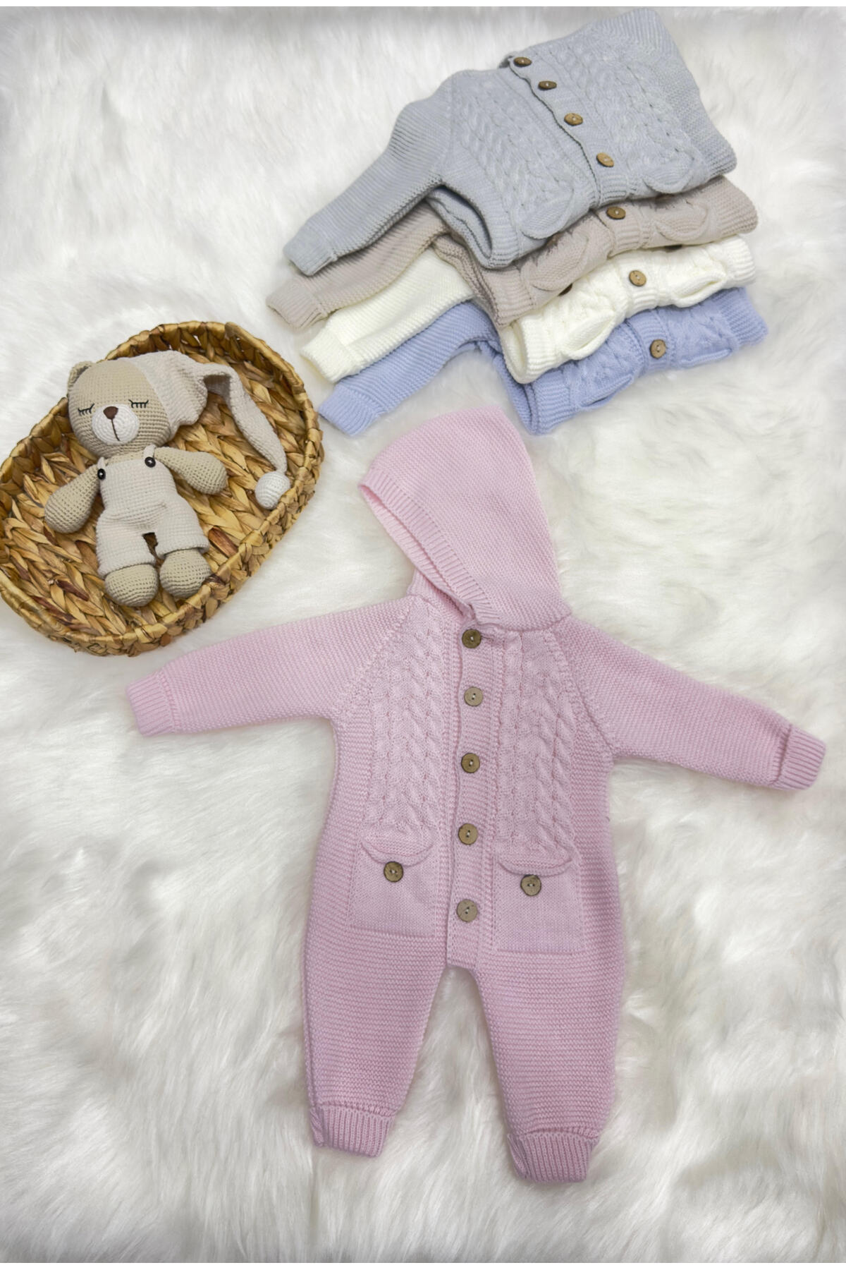 Home (PATİK HEDİYELİ) Littleland Cepli Triko Bebek Tulum fotoğrafı 2 (önizleme)