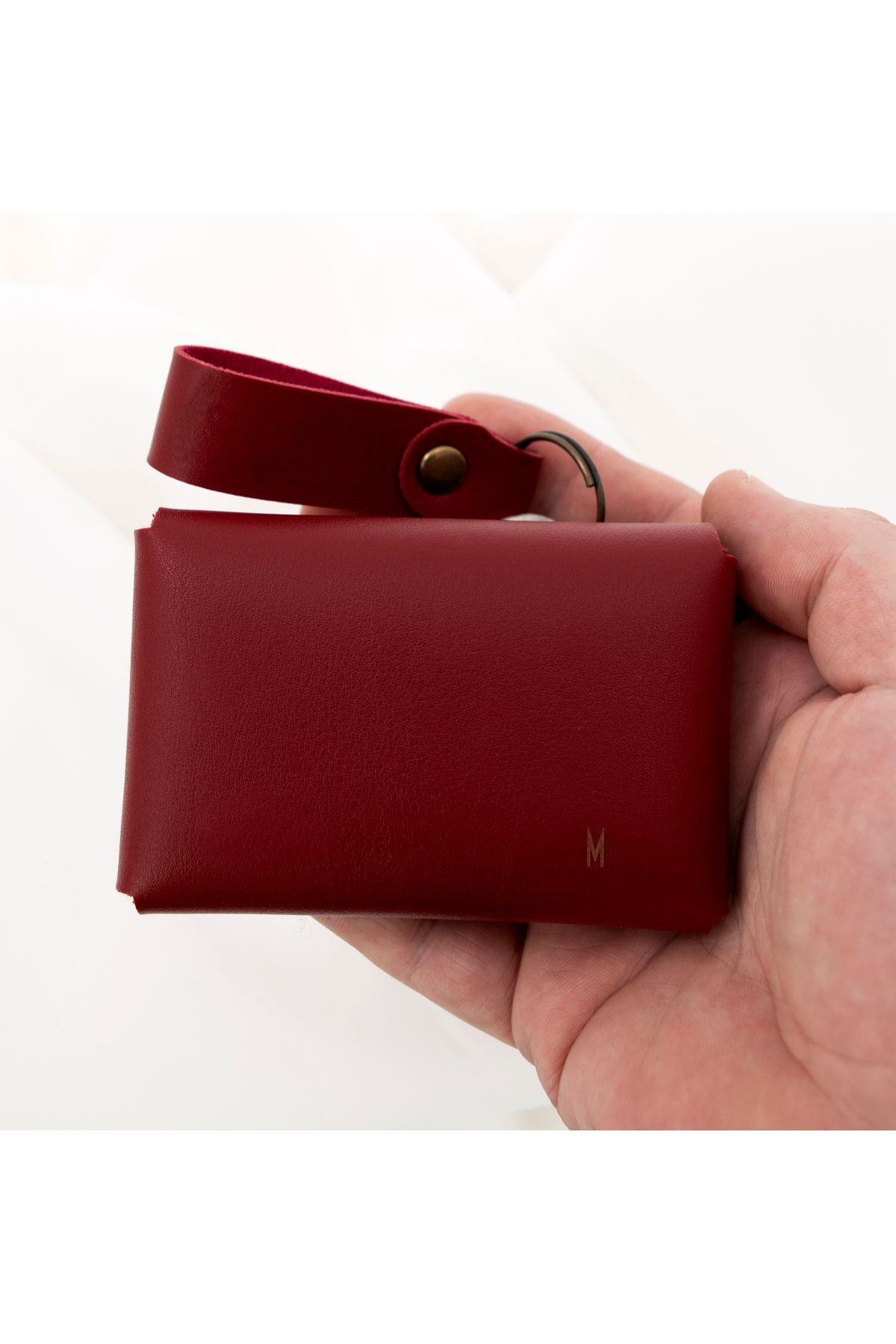 miawiki-Burgundy Color Leather Wallet and Keychain Set, High Quality Accessory 3