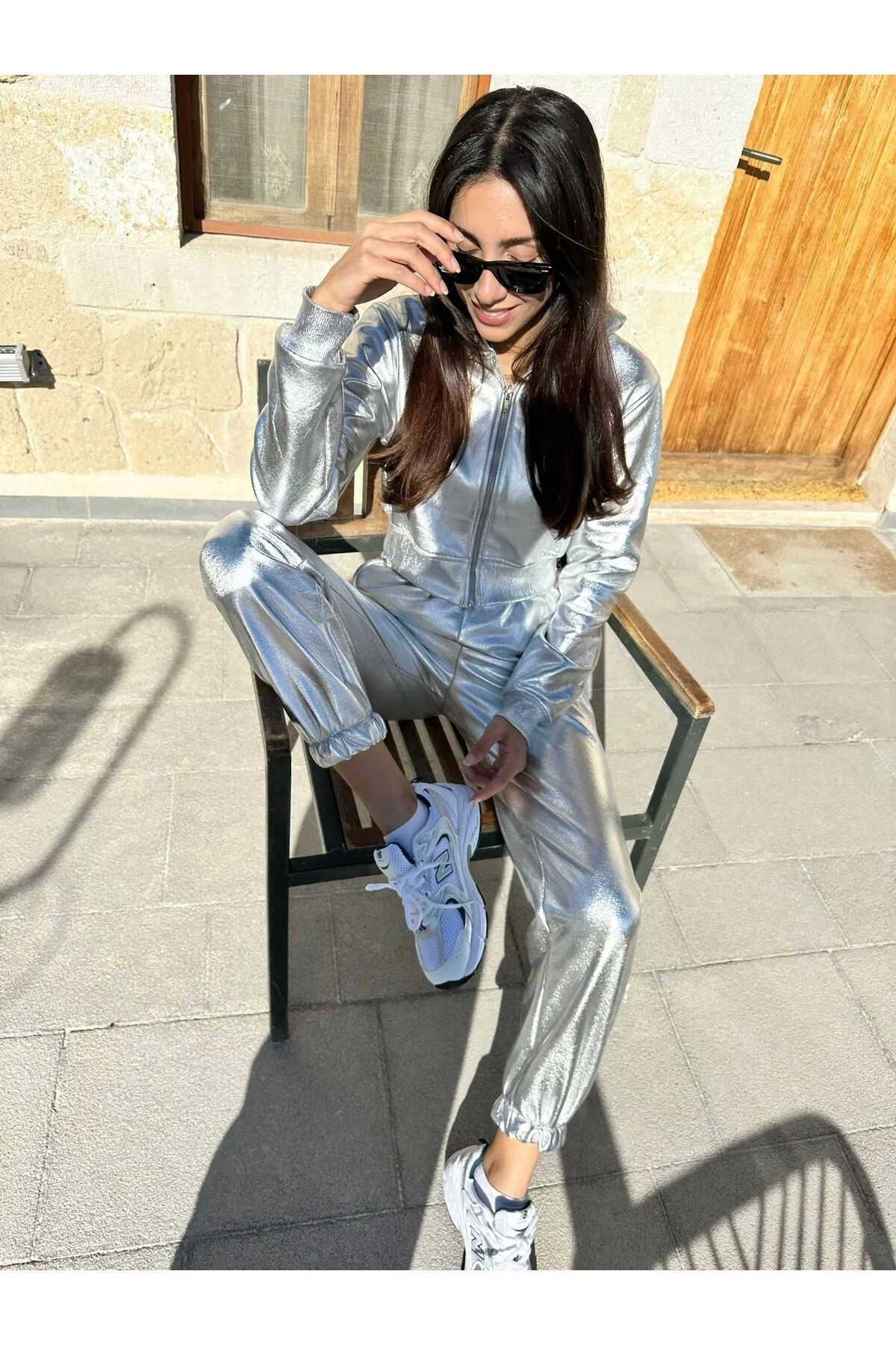 Metallic tracksuit clearance