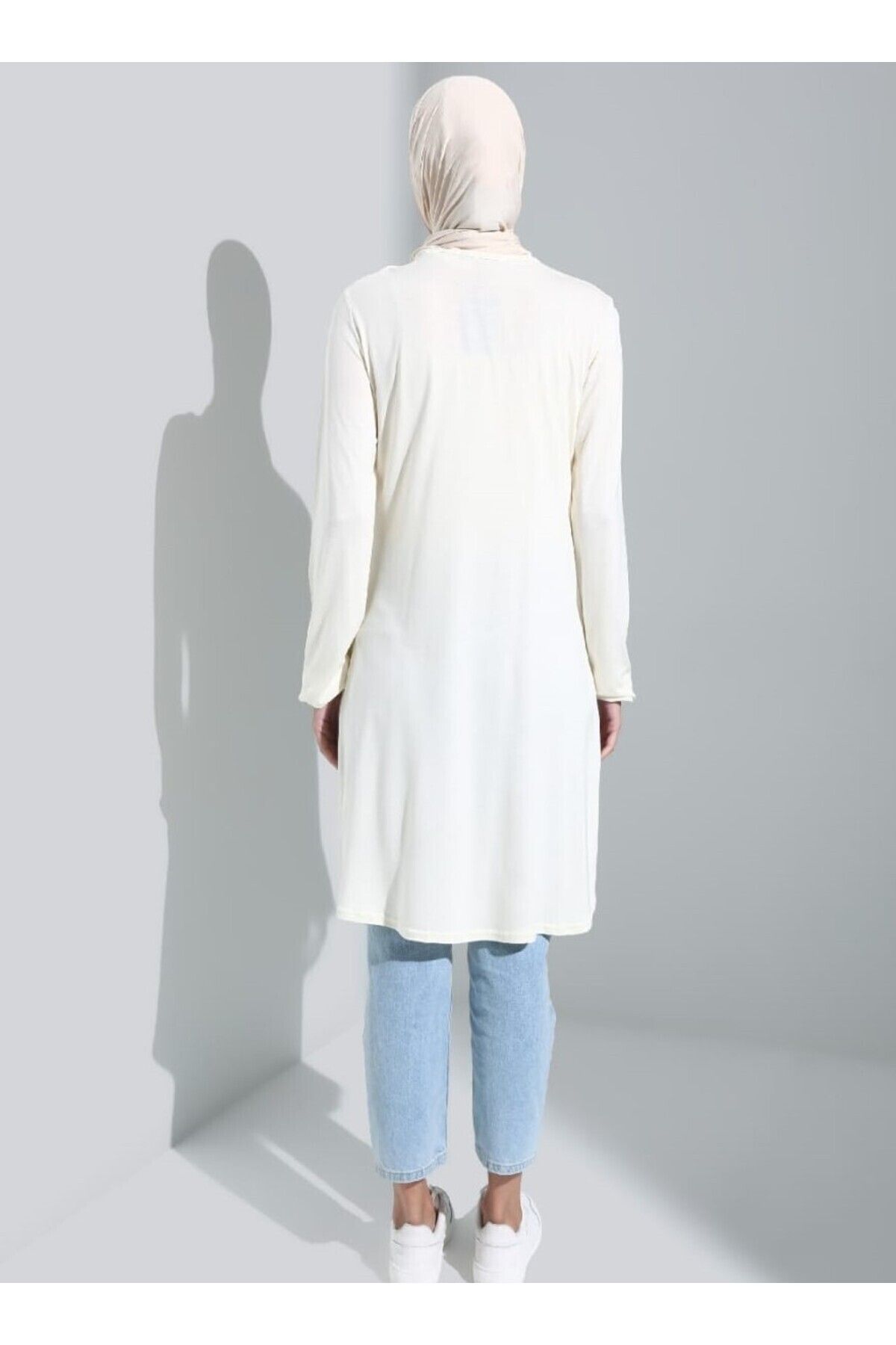 RESPİRO-Soft Ecru Combed Viscose Tunic with Elastic Sleeves 3