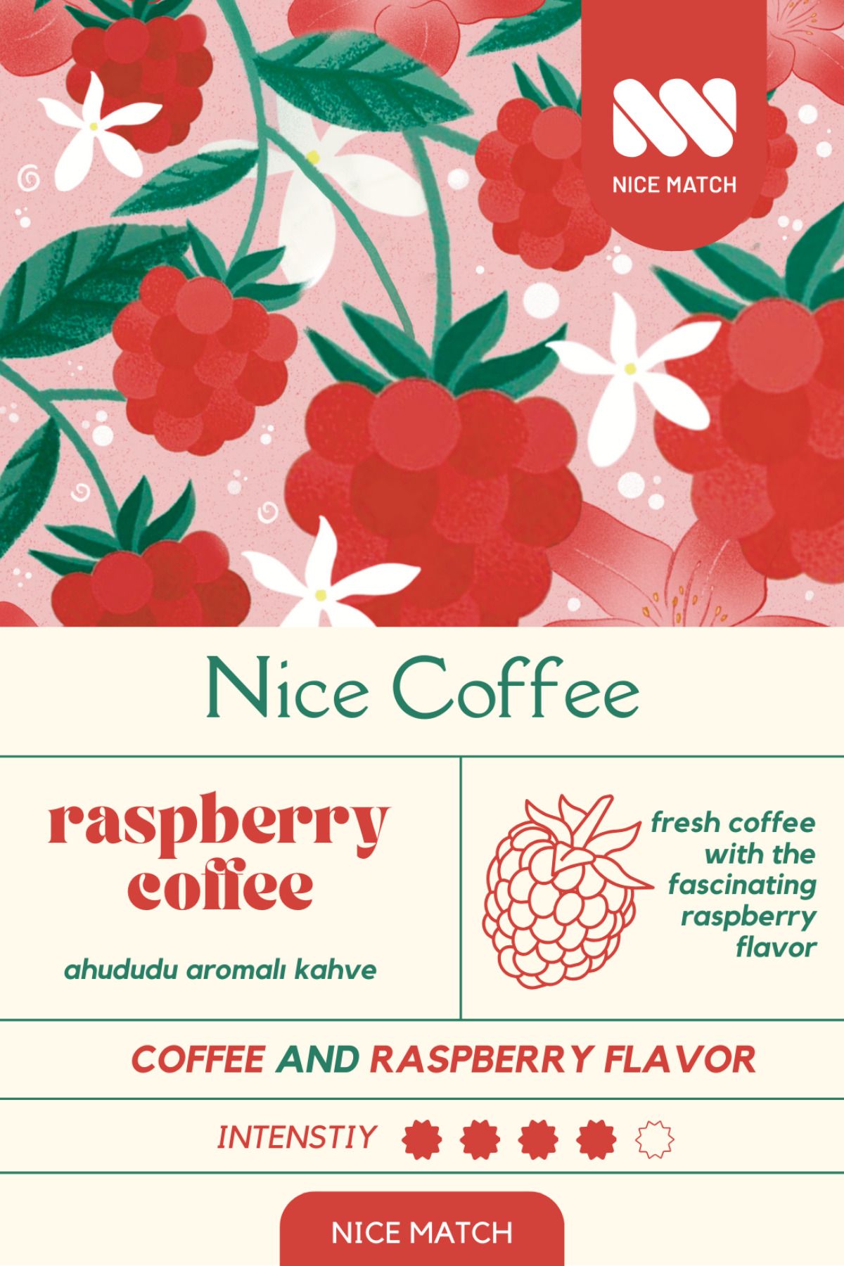 Nice Match-Raspberry Coffee Raspberry Flavored Coffee Filter Coffee 200 Gr 2