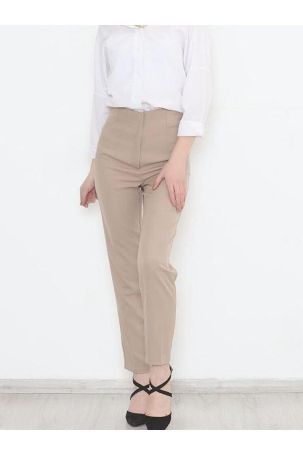 Zara Model Ultra Yüksek Bel Pensli Deri Pantolon Vizon
