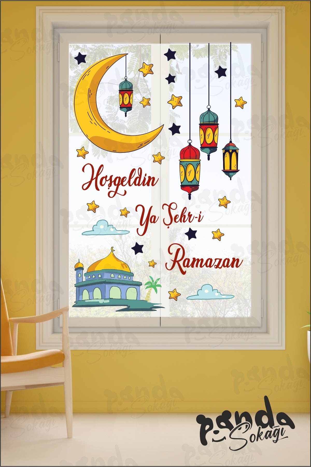 PANDA SOKAĞI Ramazan Ayı Temalı Cam Duvar Süsleri Hoşgeldin Ramazan Sticker Seti Ramazan Süsleri fotoğrafı 6 (önizleme)