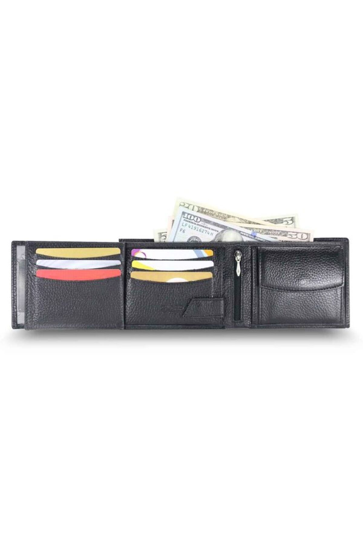 GUARD-Black Leather Men's Wallet with Coin Compartment 50c01 4