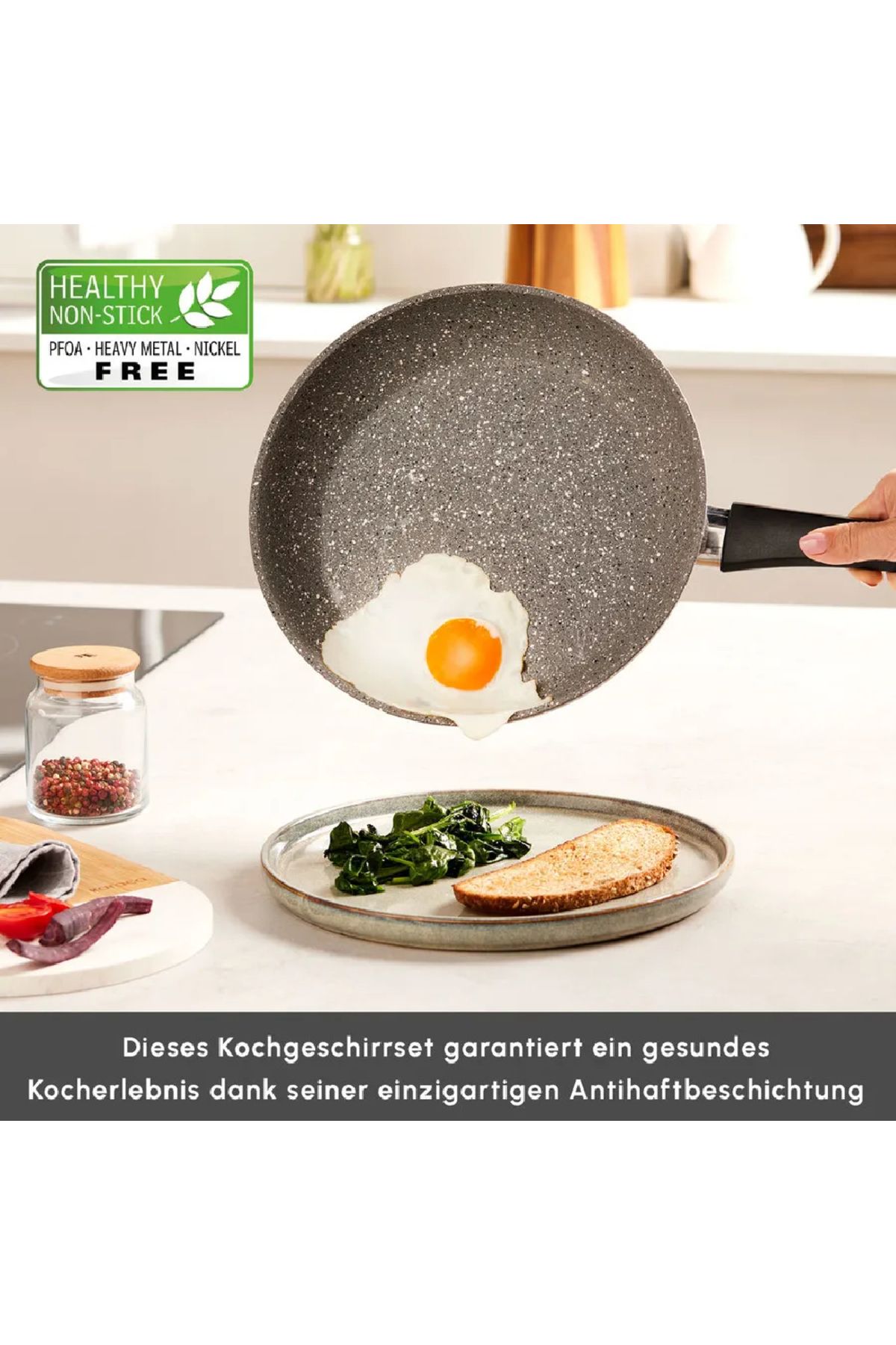 Karaca-Gris Bio Granit 7-teiliges Topfset/Pfannenset, Antihaftbeschichtung, Induktion 7