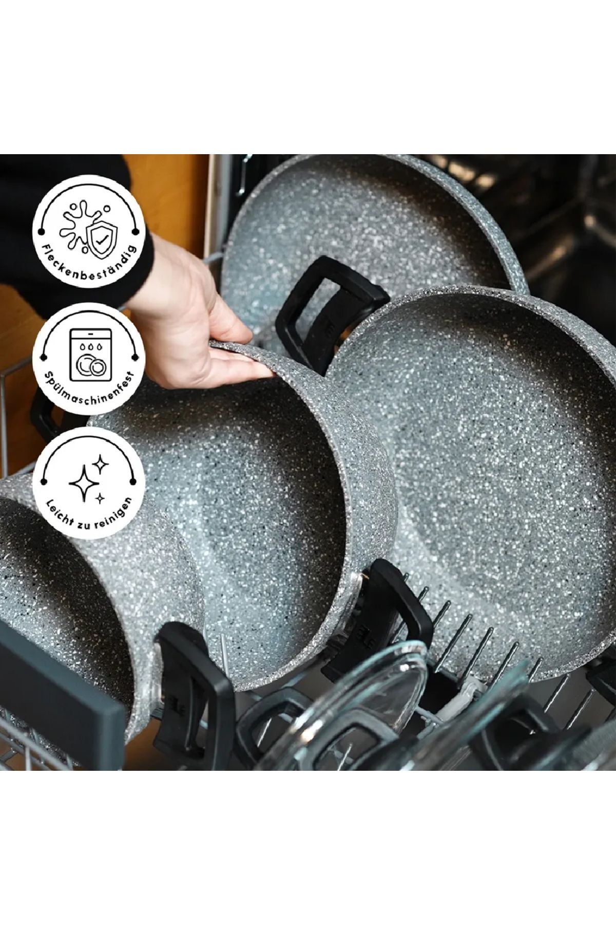 Karaca-Gris Bio Granit 7-teiliges Topfset/Pfannenset, Antihaftbeschichtung, Induktion 8