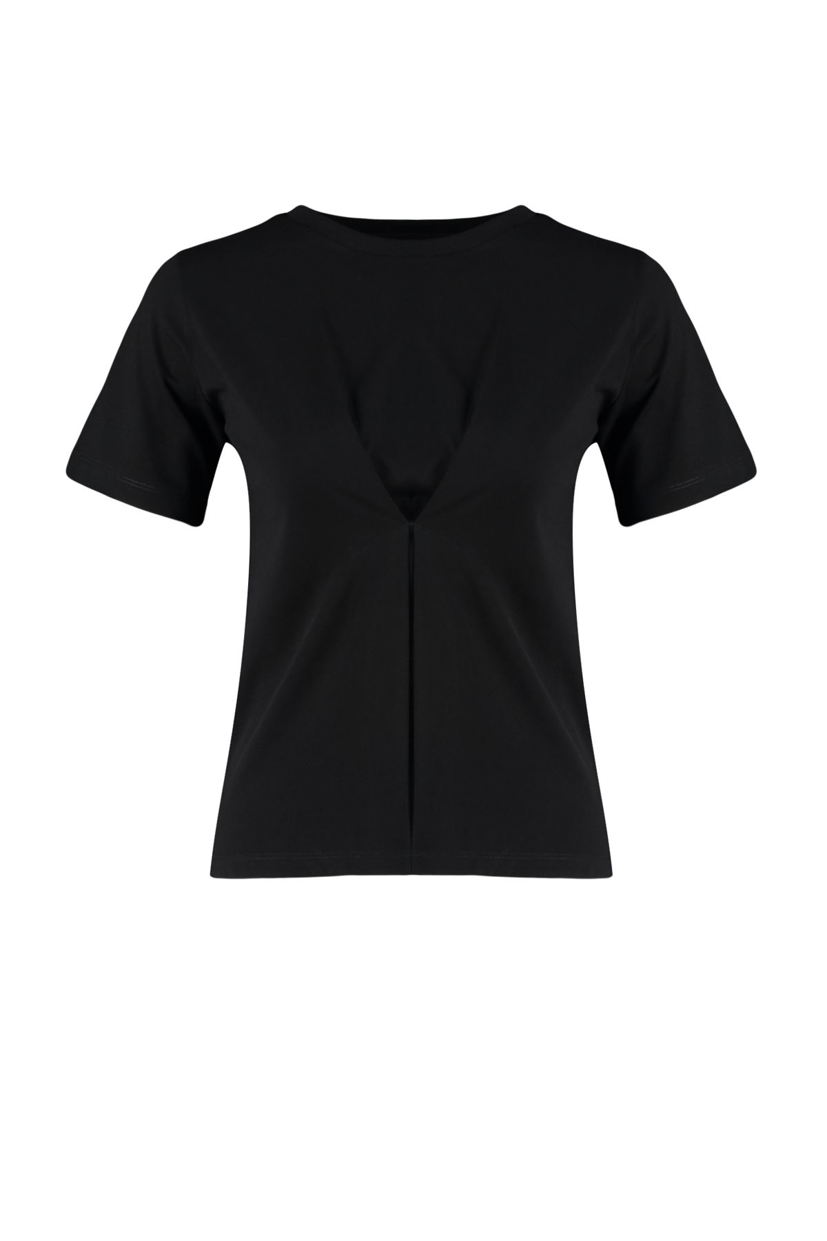 Trendyol Collection-Černý přední záhyb Detailní Regular/Normal Fit Pletená halenka s výstřihem TWOSS24BZ00302 6