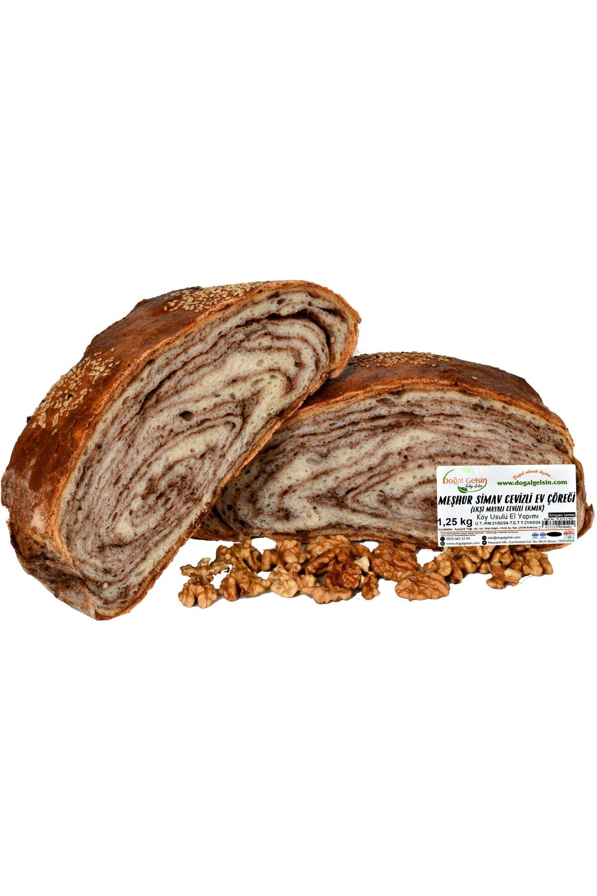 Doğal Olarak Simav'dan Doğal Gelsin Kolay Gelsin Meşhur Simav Cevizli Ev Çöreği (ekşi Mayalı Cevizli Ekmek) - 1.25 Kg