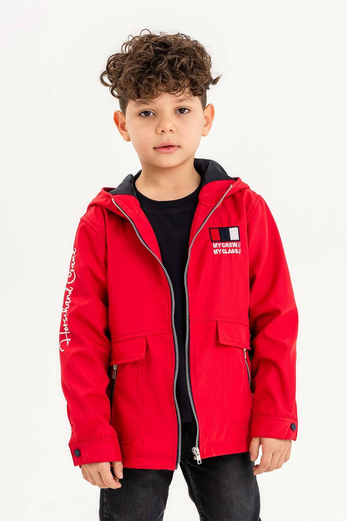 Gold Class Kidswear-Hooded Zippered Embroidery Decorated Waterproof Boy Jacket 2