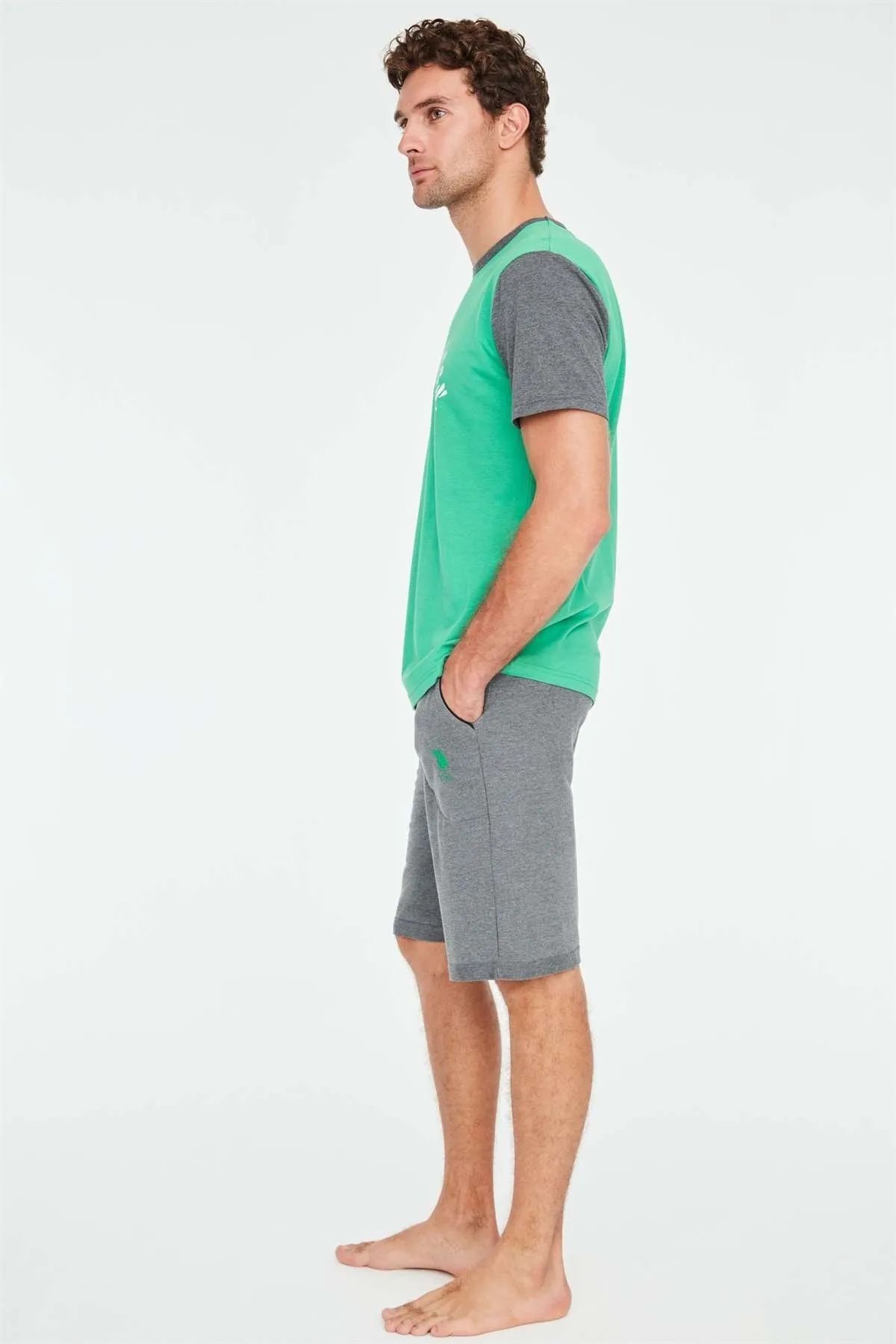 ست پیژامه سبز مردانه پولو اسن ایالات متحده 18673 پیراهن شلوارک U.S. Polo Assn.