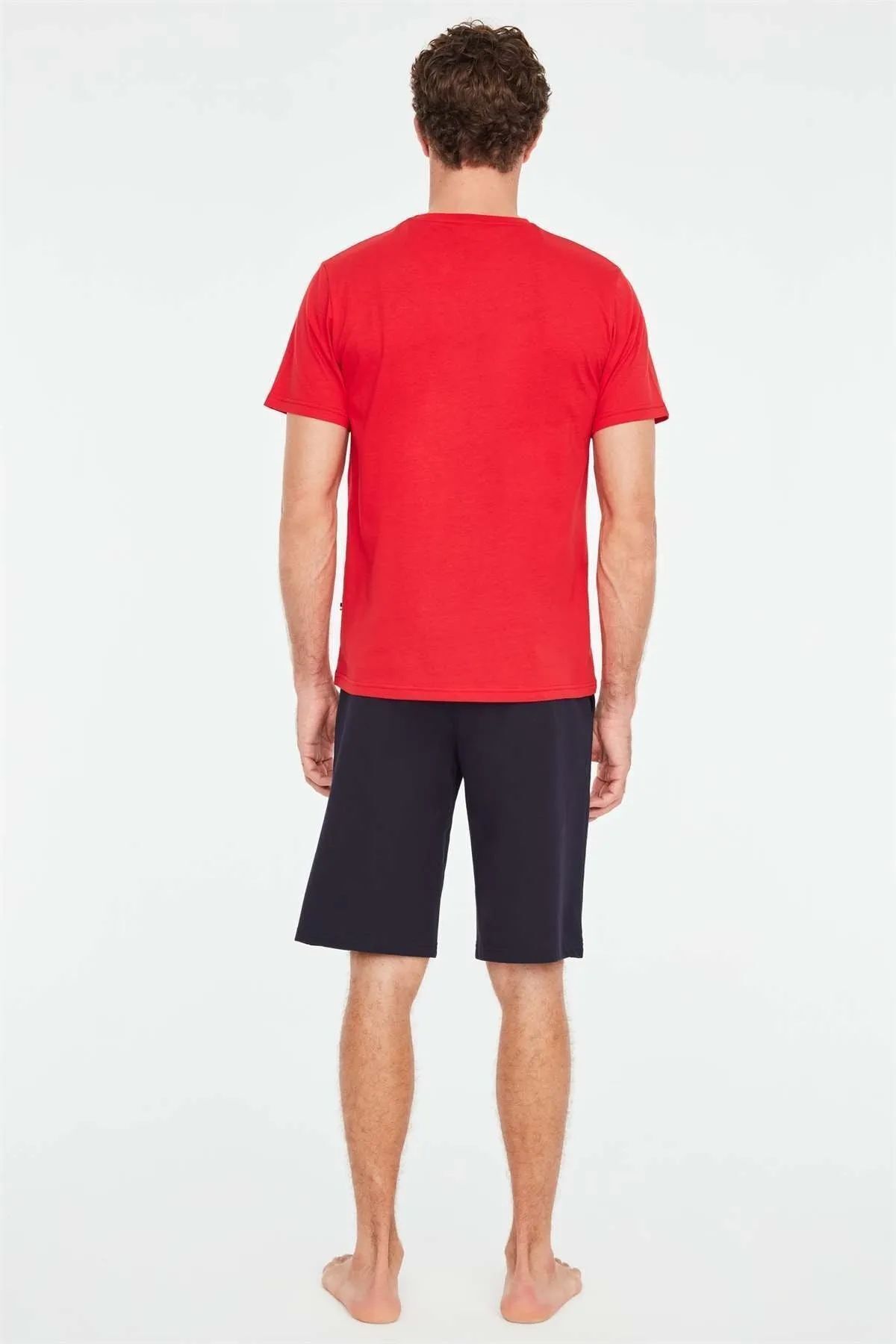 ست پیژامه قرمز مردانه پولو اسن ایالات متحده 18663 پیراهن شلوارک U.S. Polo Assn.