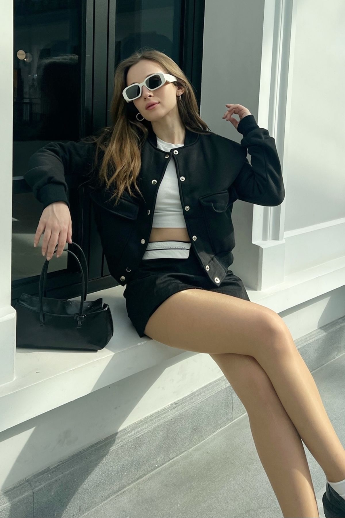 Bianco Lucci-Damen-Bomberjacke mit drei Fäden in Roségold und zwei Taschen 2
