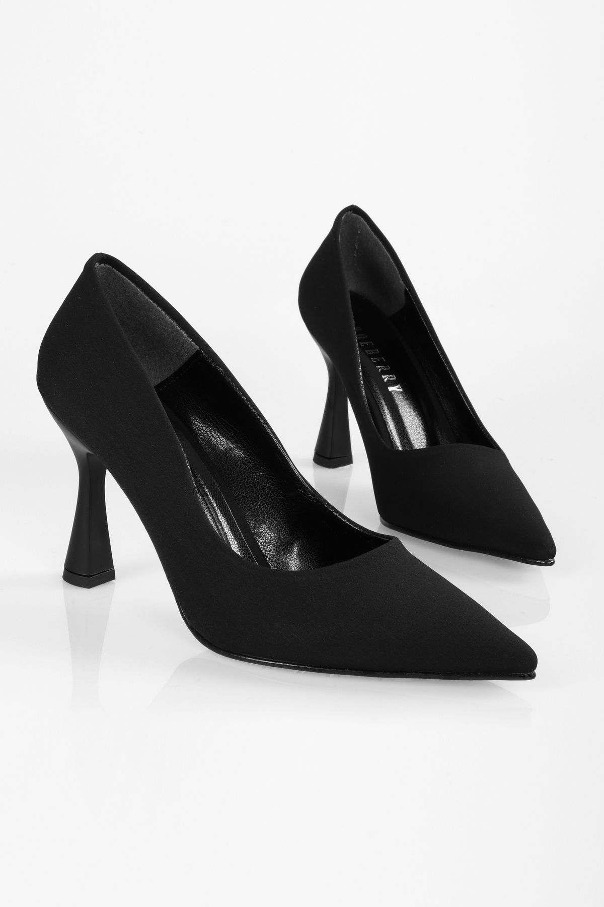 Shoeberry Damskie Magda Czarne Matowe Satynowe Buty Na Obcasie Szpilki - 39