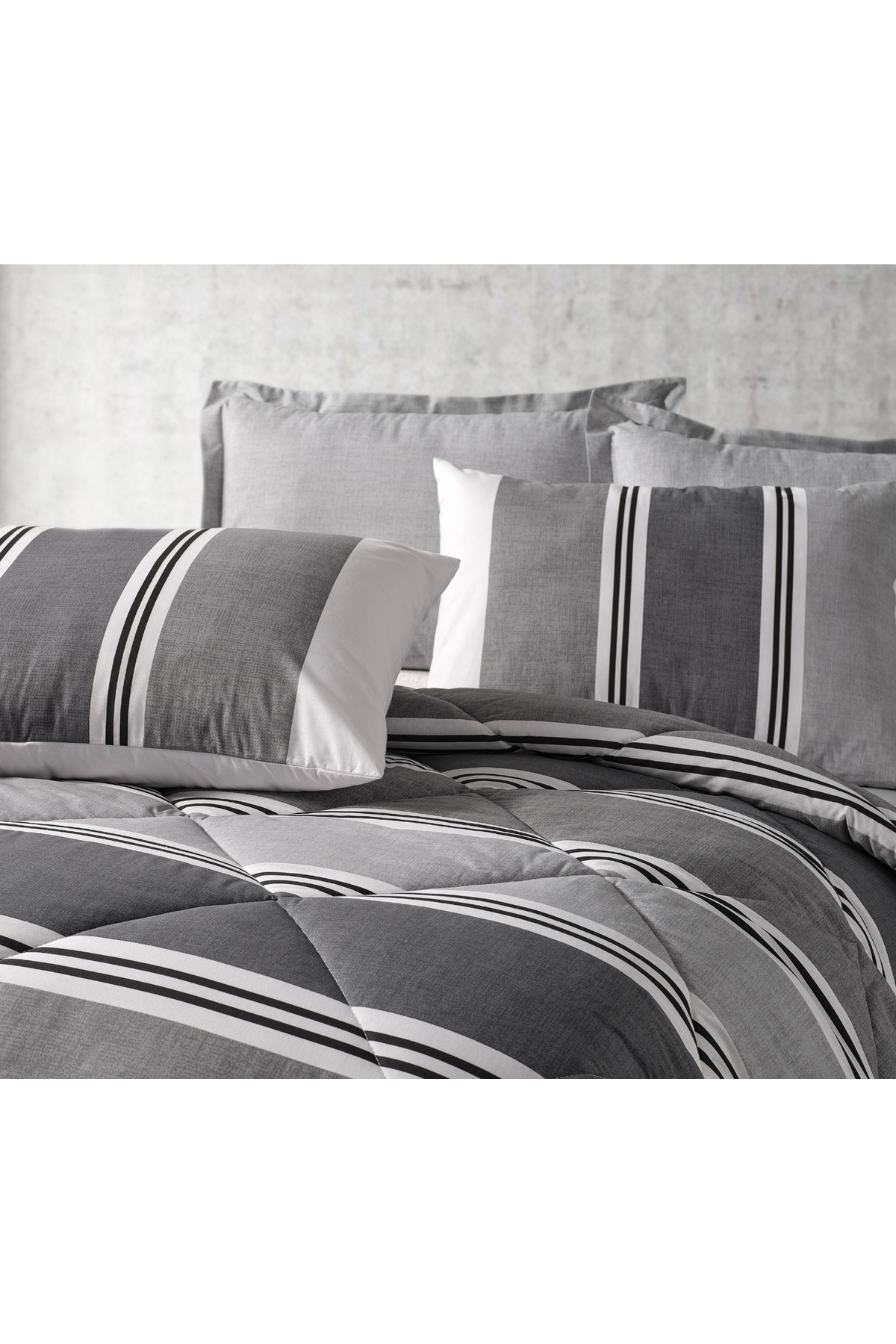 ست خواب تک نفره  خاکستری Doqu Home | 2Q9CMFEASY0010154 اورجینال - تصویر 3