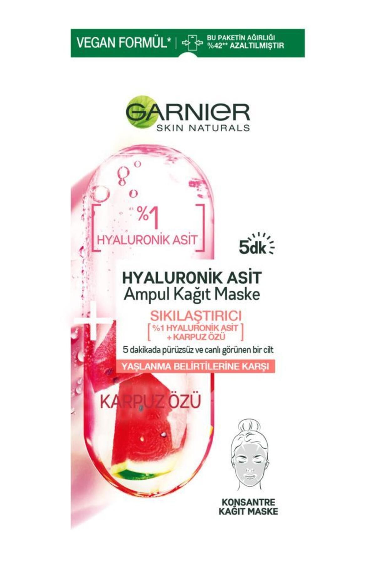 Garnier ماسک صورت کاغذی فیروزه ای اسید هیالورونیک تقویت کننده