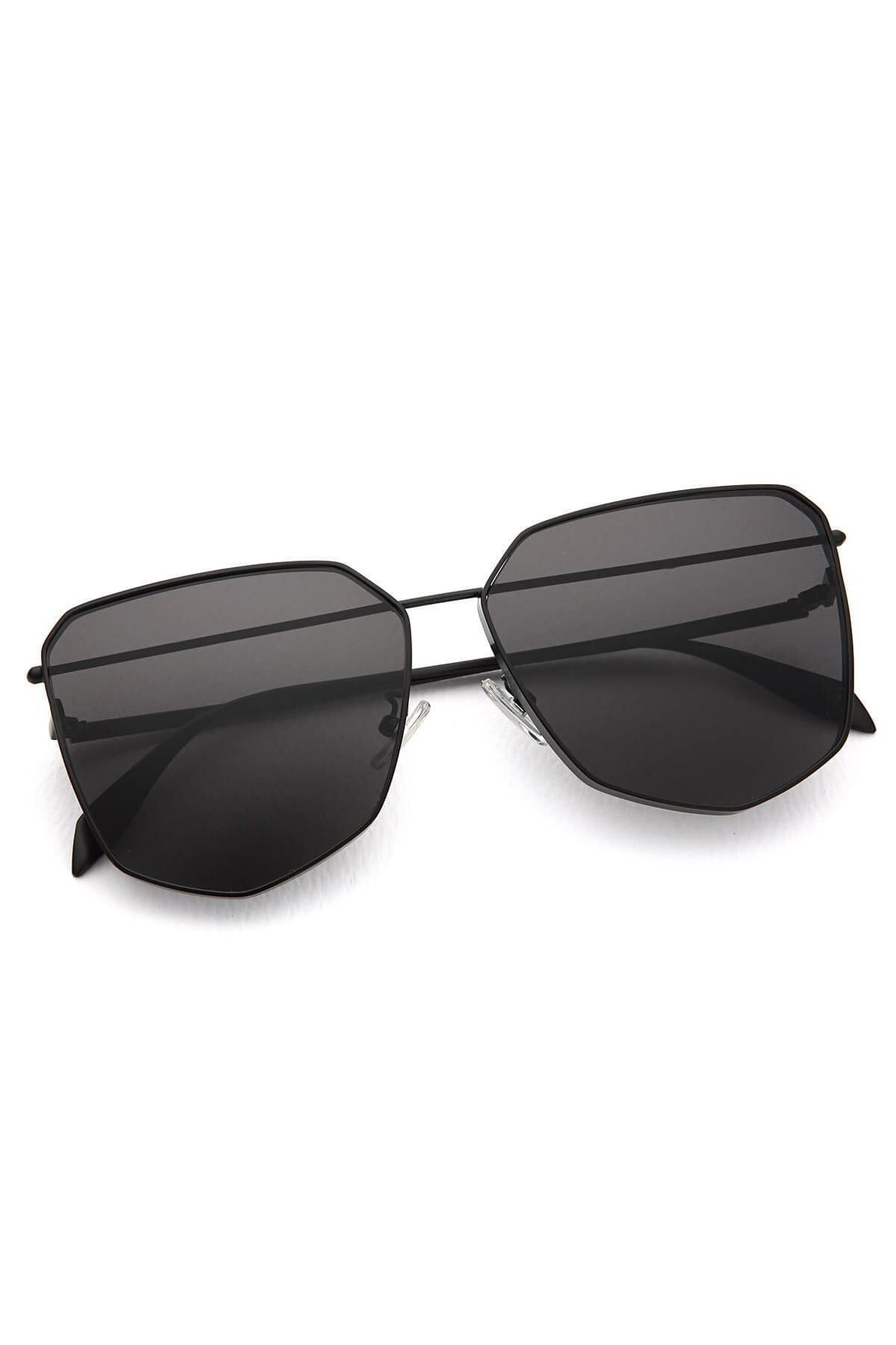 Angel Eyes-Women's Sunglasses Geometric Design Black Frame Black Glass 7