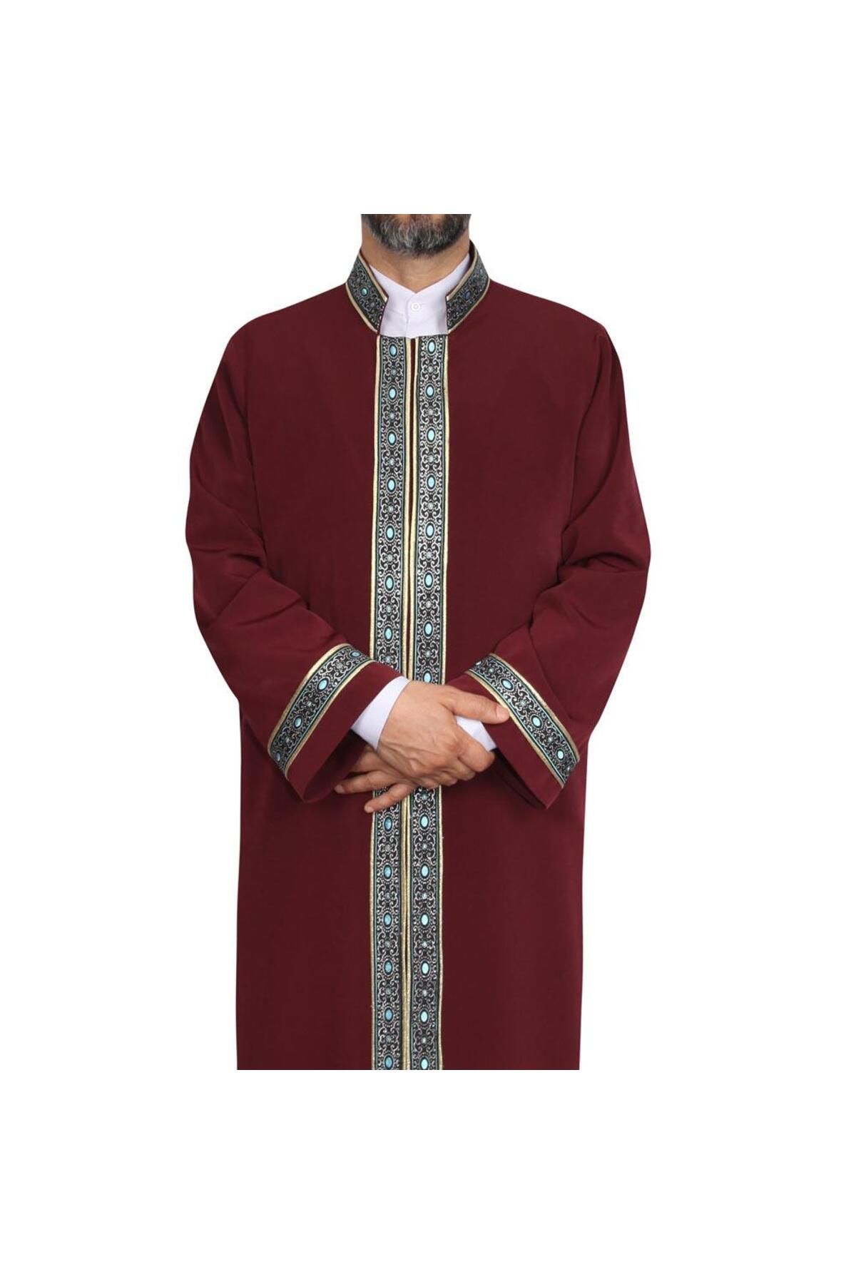 Akıncı Tekstil-كلبة الإمام باللون العنابي مع حواف زرقاء 5
