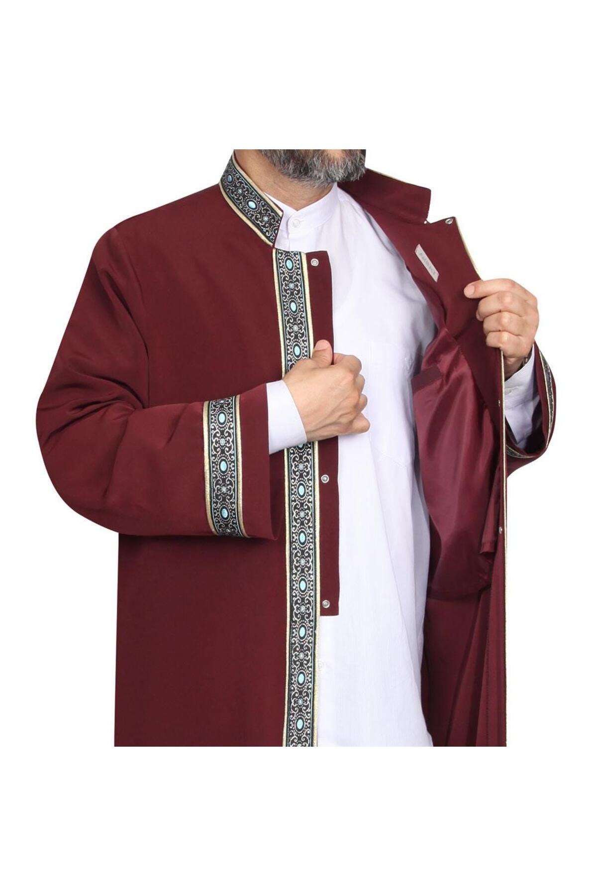 Akıncı Tekstil-كلبة الإمام باللون العنابي مع حواف زرقاء 3