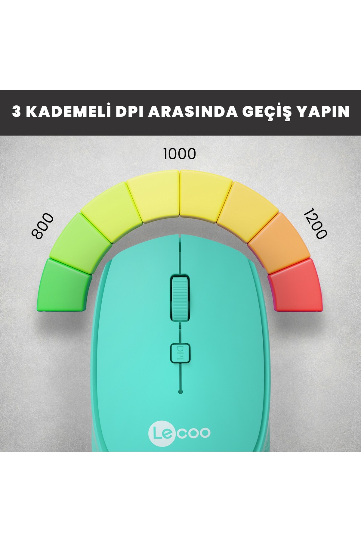 Ws202 Kablosuz 1200dpı 4 Tuşlu Optik Turkuaz Uyumlu Pil Tasarruflu 15 Metre Menzilli Mouse 3