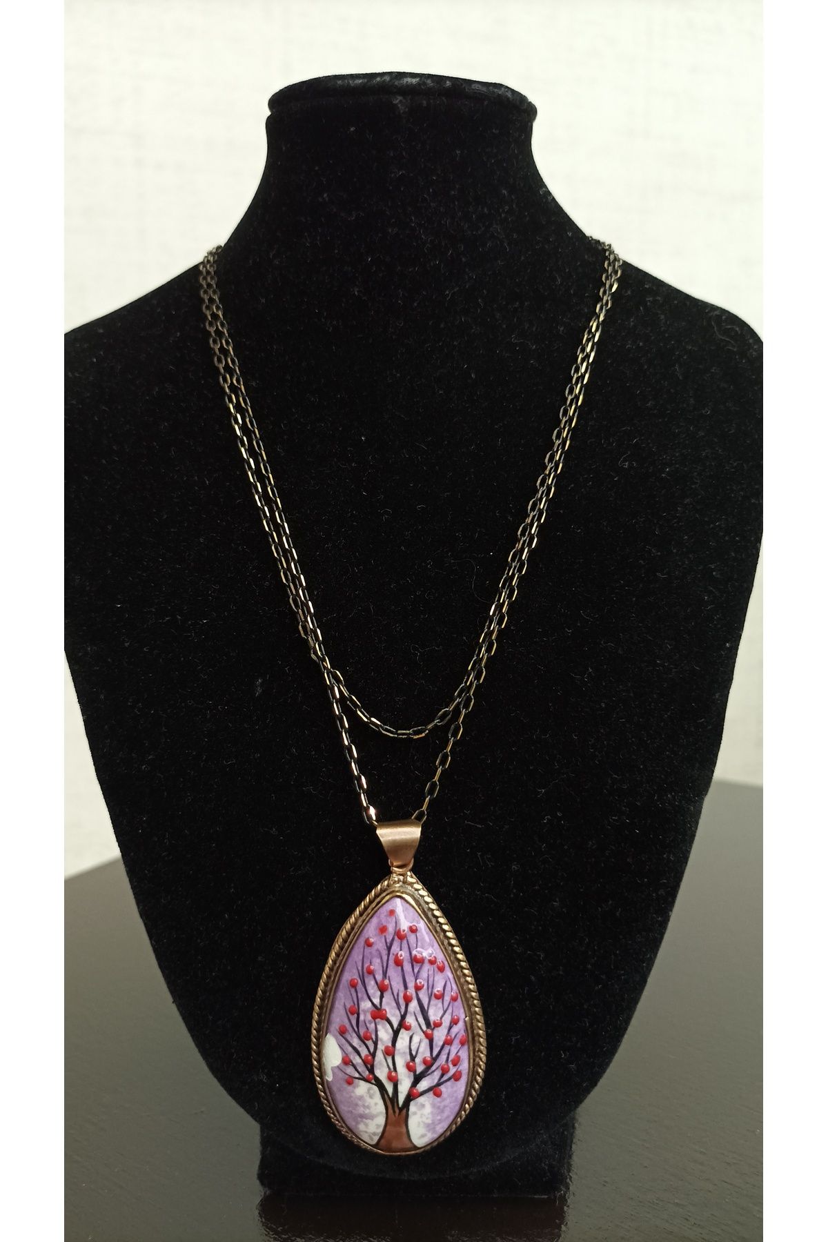 BRC Collection-Women's Natural Stone Framed Necklace 1