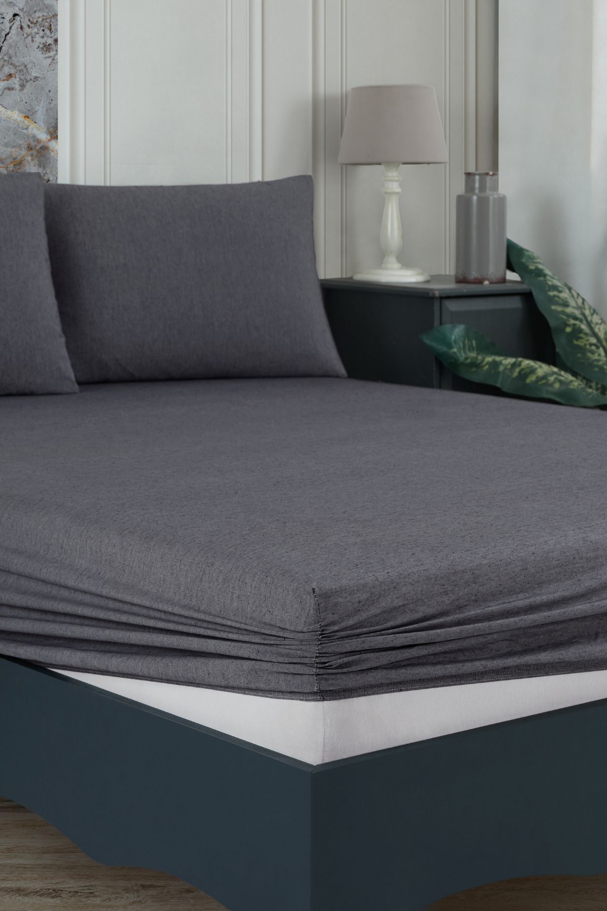 TABEA HOME-100% Cotton Double Fitted Sheet 2 Pillow Cases 3