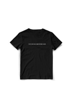 Unisex Siyah Özel Tasarım Bisiklet Yaka T-shirt B006