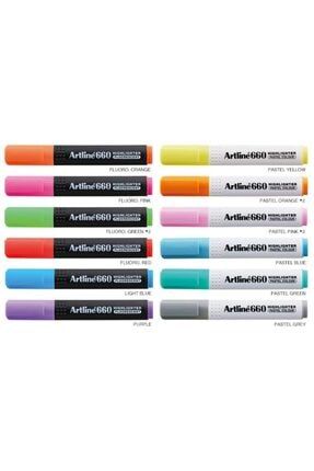 Kozme Store - 660 Fosforlu Işaretleme Kalemi 6 Canlı - 6 Pastel Renkler KOZME.ARTLİNE.FOSFORLU01