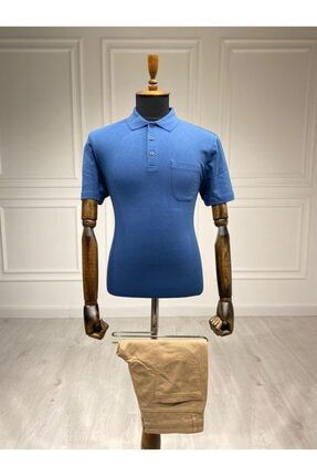 Polo Yaka Indigo Mavi T-shirt 1216DM2001
