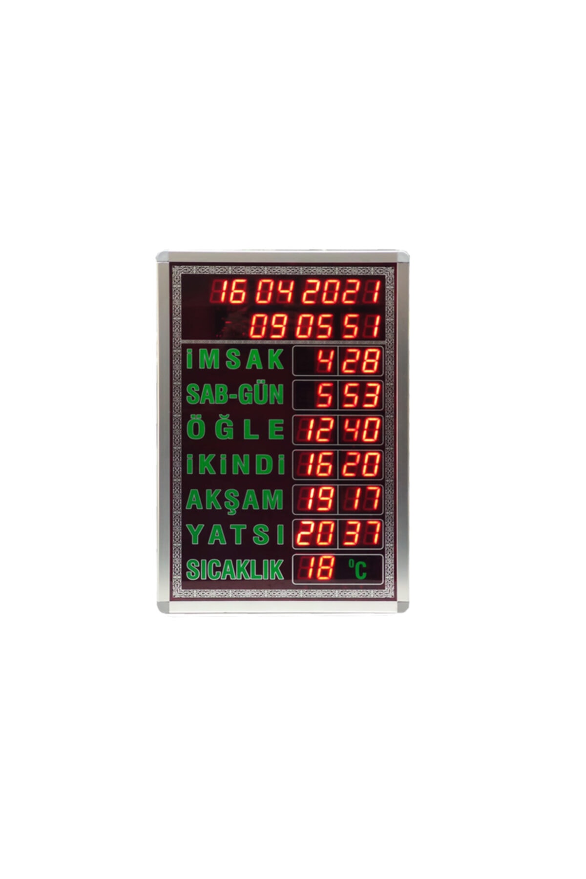Digital Mosque Clock – Büyük İmsakiye – Azan Okuyan Vakitmatik – Controlled