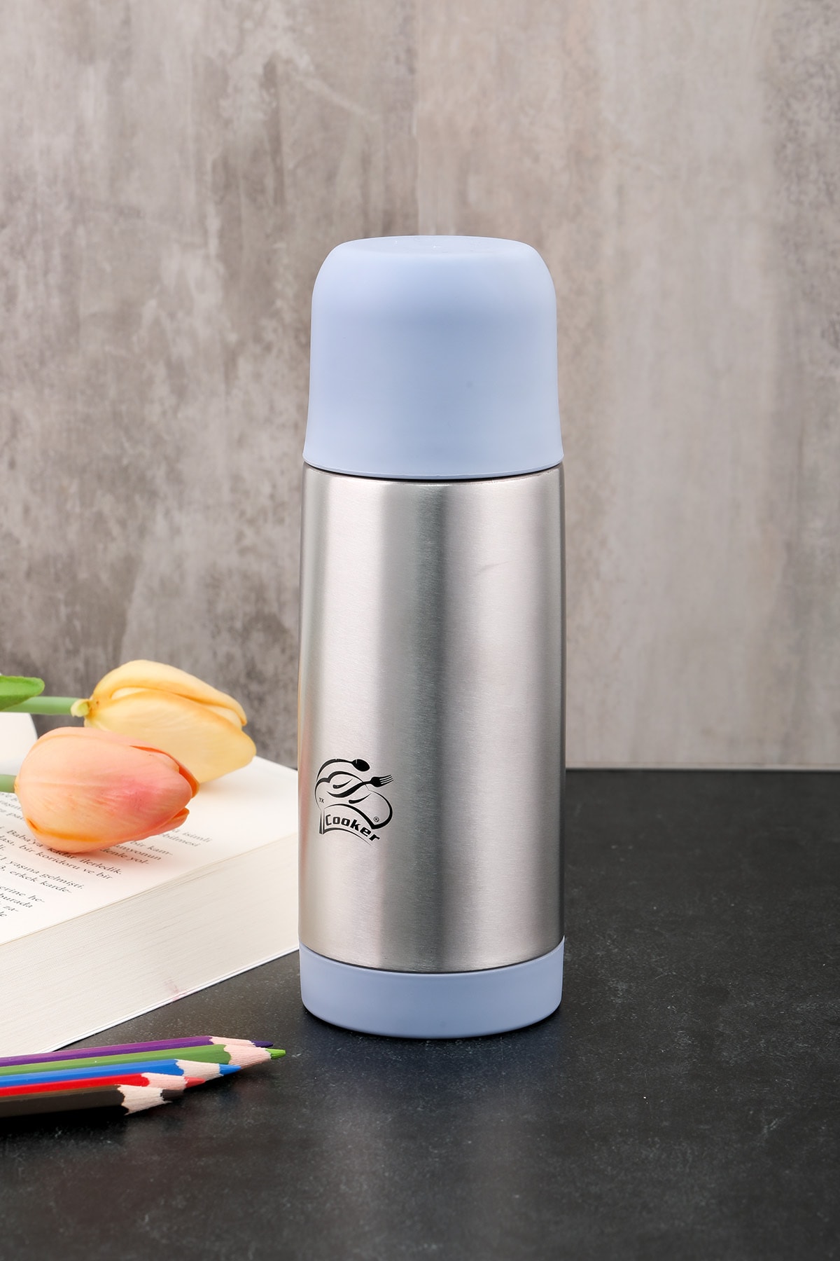 فلاسک Cooker قهوه مناسب کمپینگ پیک نیک استیل 0.3 لیتر فولاد ضد زنگ ممتاز (آبی) اورجینال - تصویر 1