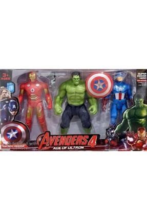 Demir Adam, Hulk, Kaptan Amerika 17 Cm 3'lü Işıklı Figür KK9032845376576565