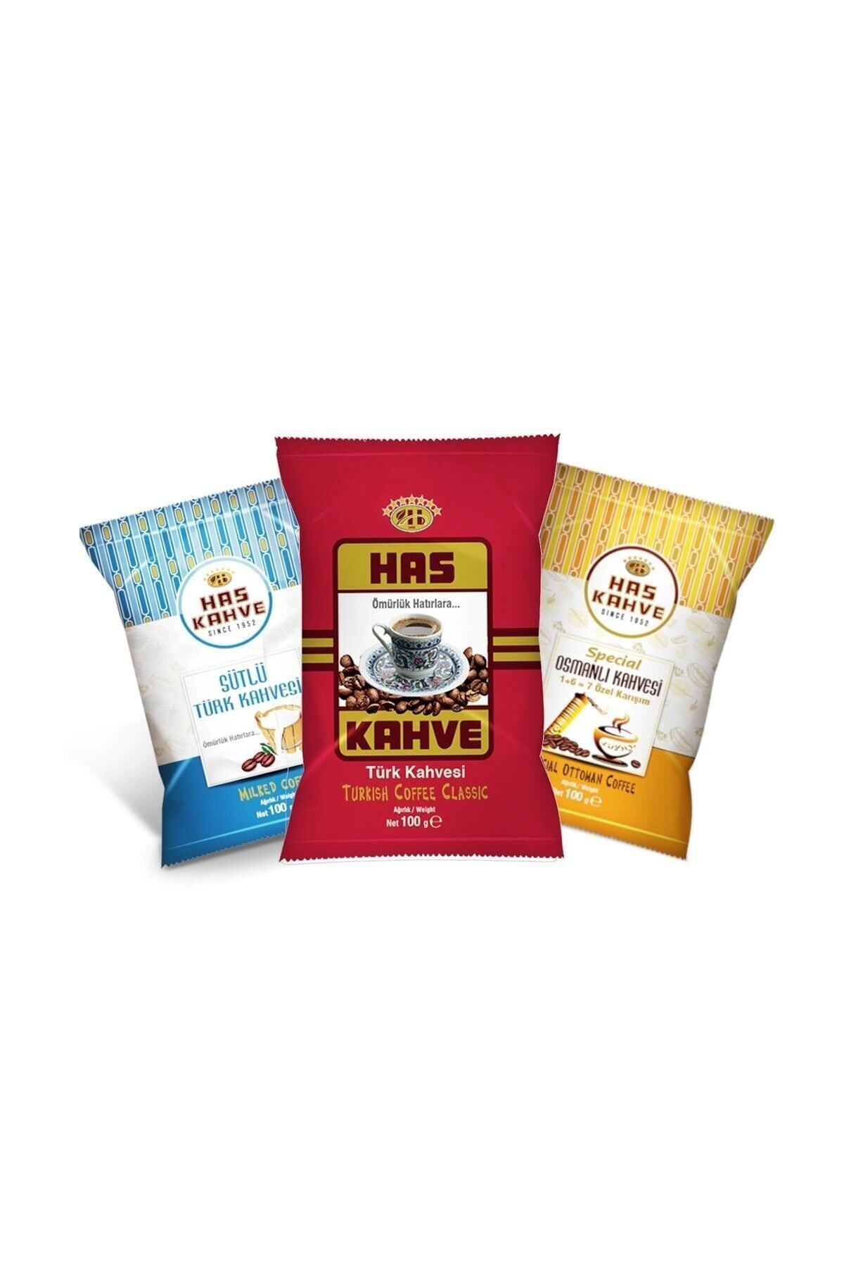 Türk Kahvesi - Sütlü - Osmanlı Kahve Ekonomik 3'lü Kahve Sepeti - 100 gr x 3