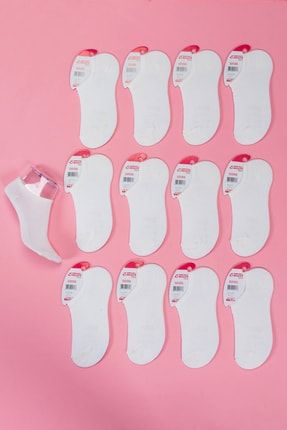 12'li Kadın Pamuklu Yazlık Snekers Beyaz Çorap S0121Y022131