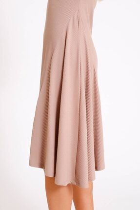 Bej Fitilli Kolsuz Elbise (BS005)