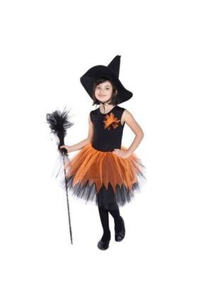Siyah Şapkalı Süpürgeli Cadı Kostümü - Halloween Bayramı - Cadılar Bayramı Kostümü siyah-sapkali-supurgeli-cadi-turuncu-dty