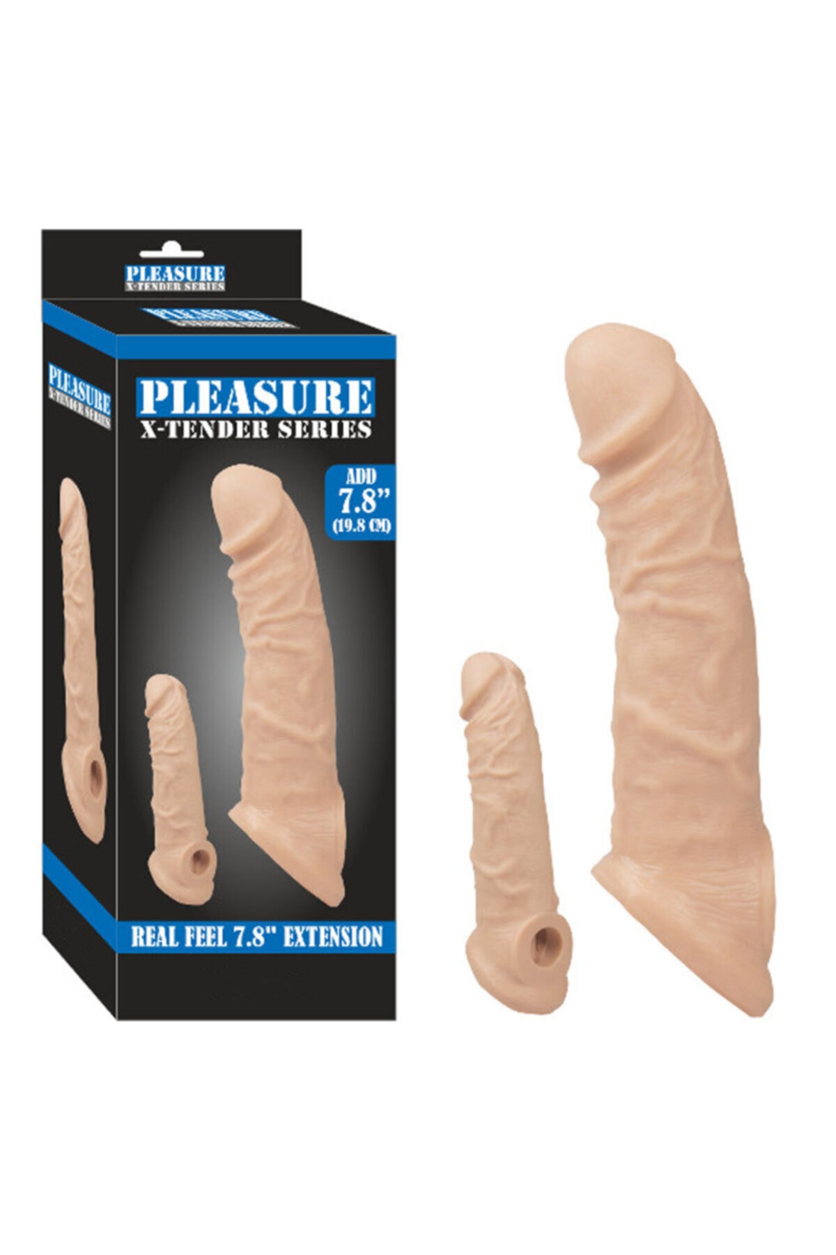 X-tender Series Pleasure 6,5cm Uzatmalı Damarlı Ten Rengi Realistik Penis Kılıfı