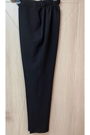 Siyah Dar Paça Beli Lastikli Terletmeyen Şık Kumaş Pantolon frysuda123