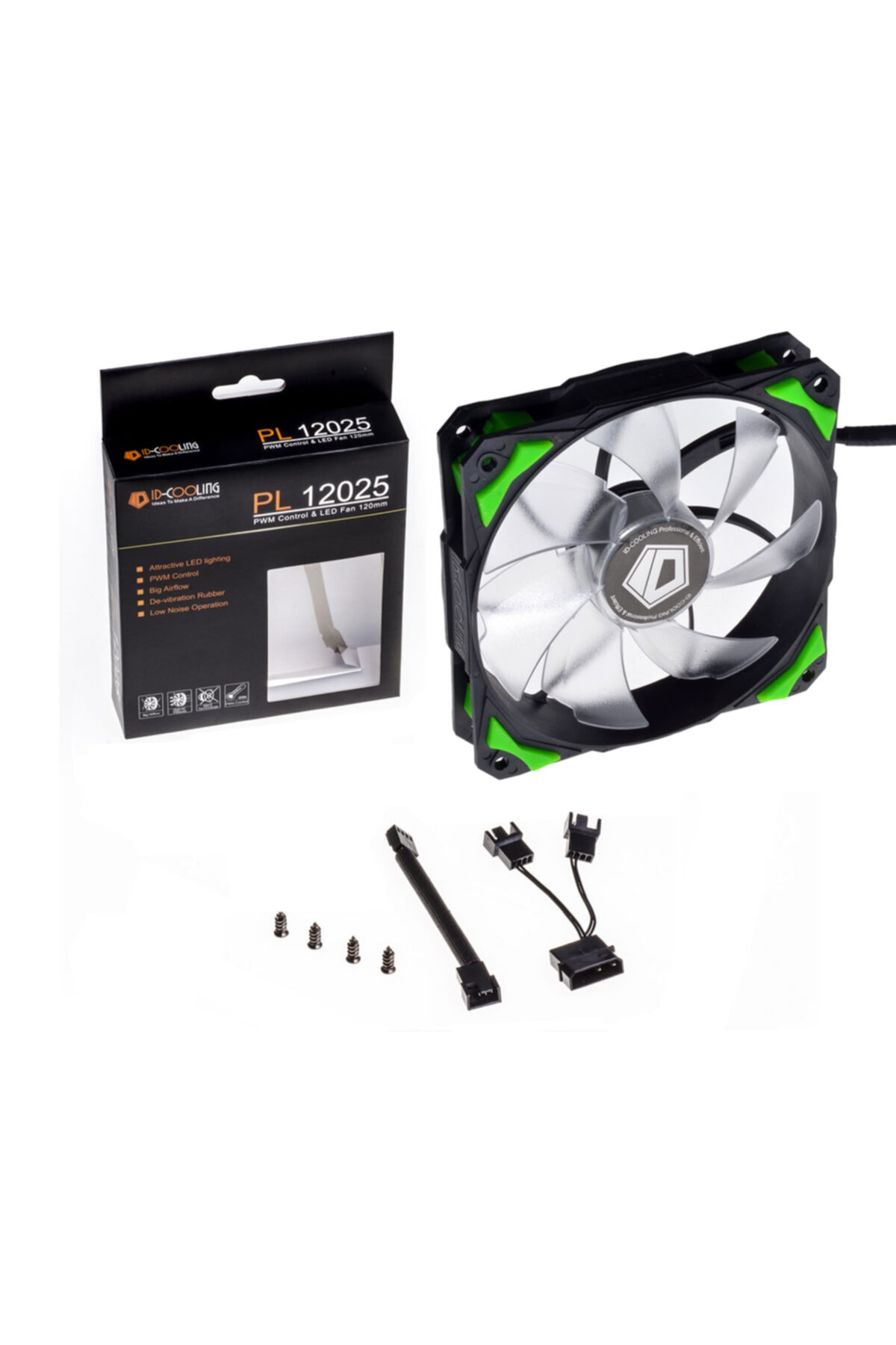 Id-coolıng Pl-12025-g 12cm 4pin Pwm Yeşil Kasa Fanı 2