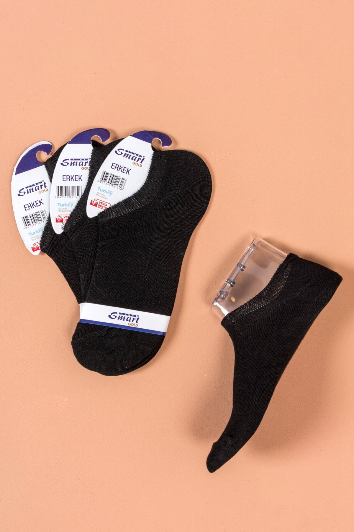Line Smart-6-Piece Men's Cotton Summer Snekers Black Socks 2